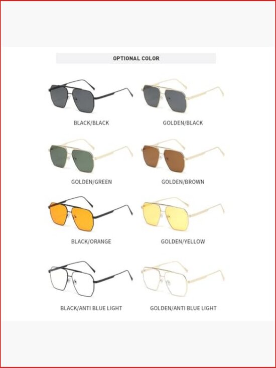 Retro Oversized Square Sunglasses for Women and Men Pilot Shades Vintage Metal main image 7